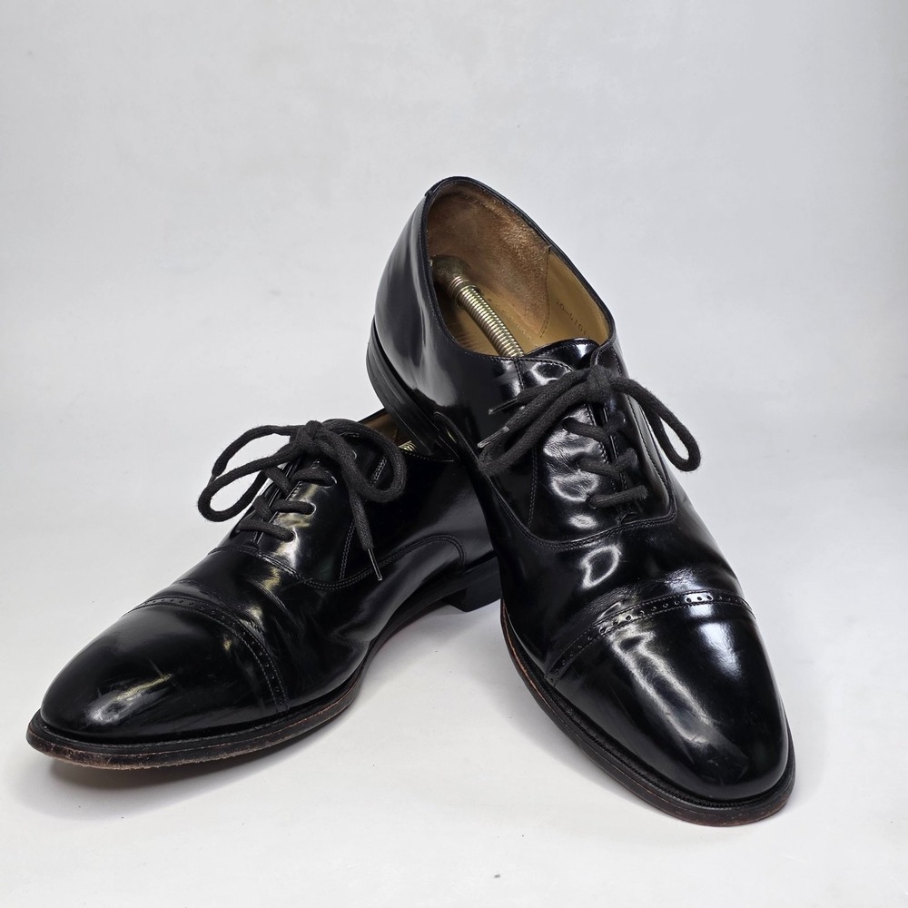Johnston‎ & Murphy Men's 10.5 N Black Leather Cap-toe Oxford Dress Shoes
